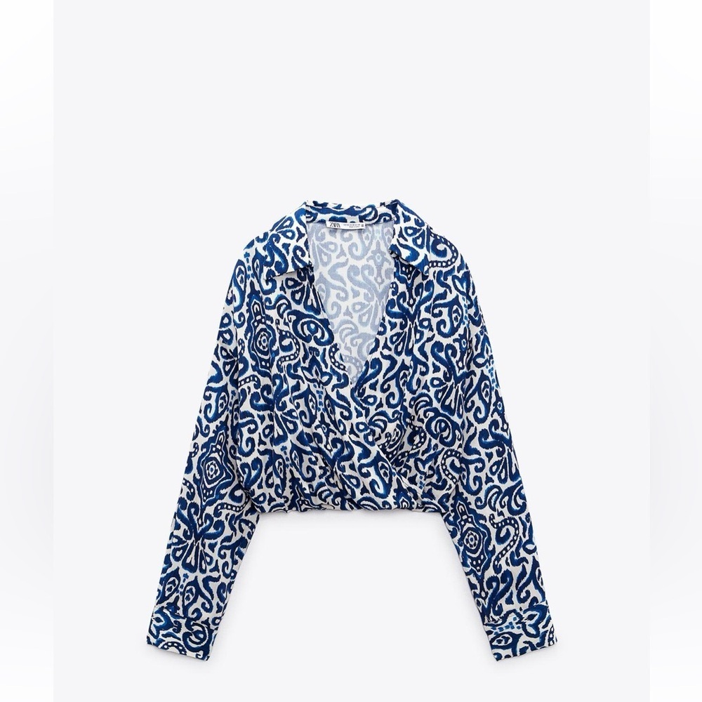 Zara Printed Crop Shirt Size XS